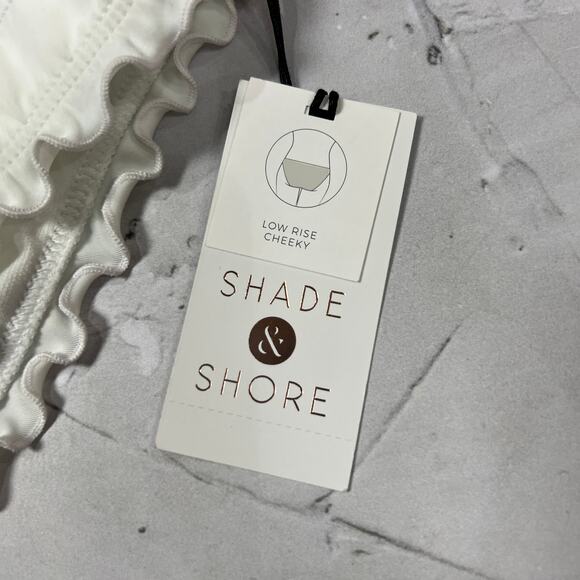 NEW Shade & Shore Ruffle Edge Bikini Bottom Size L White Low-Rise Cheeky TARGET - Picture 7 of 7